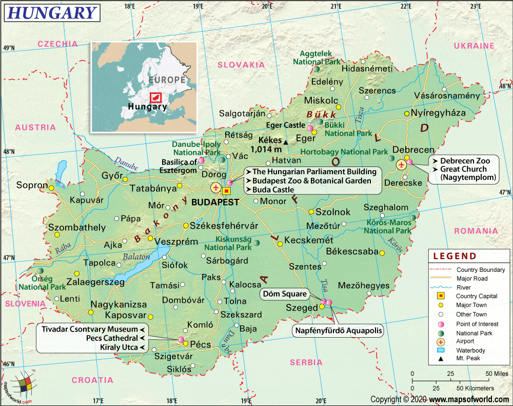 Mapa de Hungría